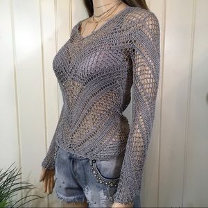 Silver crochet top, Small